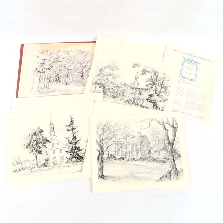 Engravings and Etchings after Sketches of Colonial Williamsburg and New England