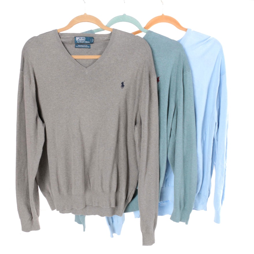 Men's V-Neck Sweaters Including Lacoste and Polo by Ralph Lauren