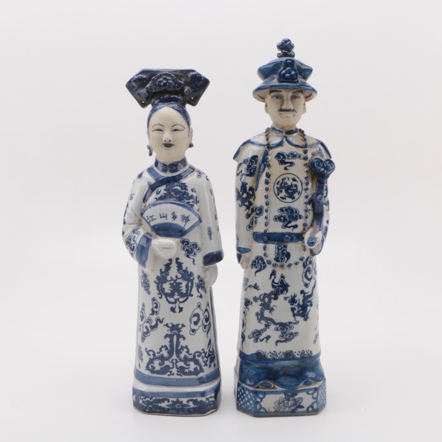 Chinese Emperor and Empress Porcelain Figurines