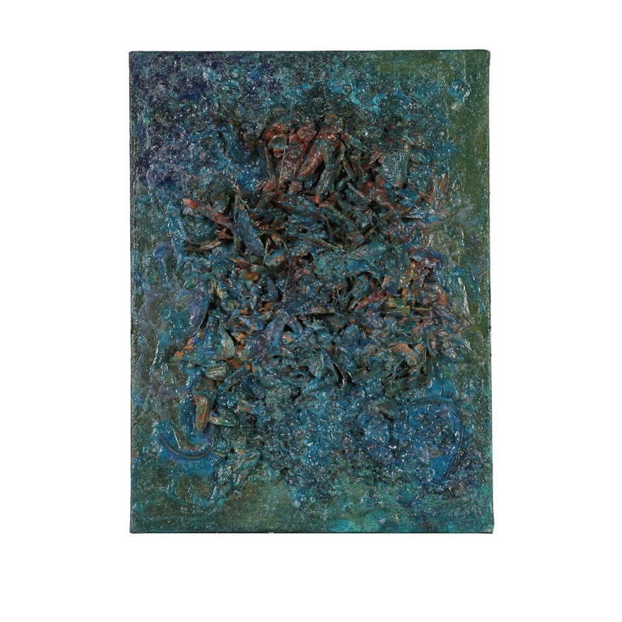 Louis Papp Abstract Mixed Media Painting on Burlap