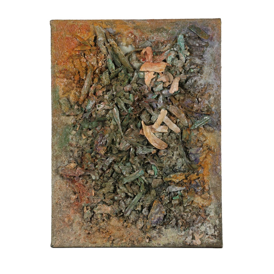 Louis Papp Abstract Mixed Media Painting on Burlap