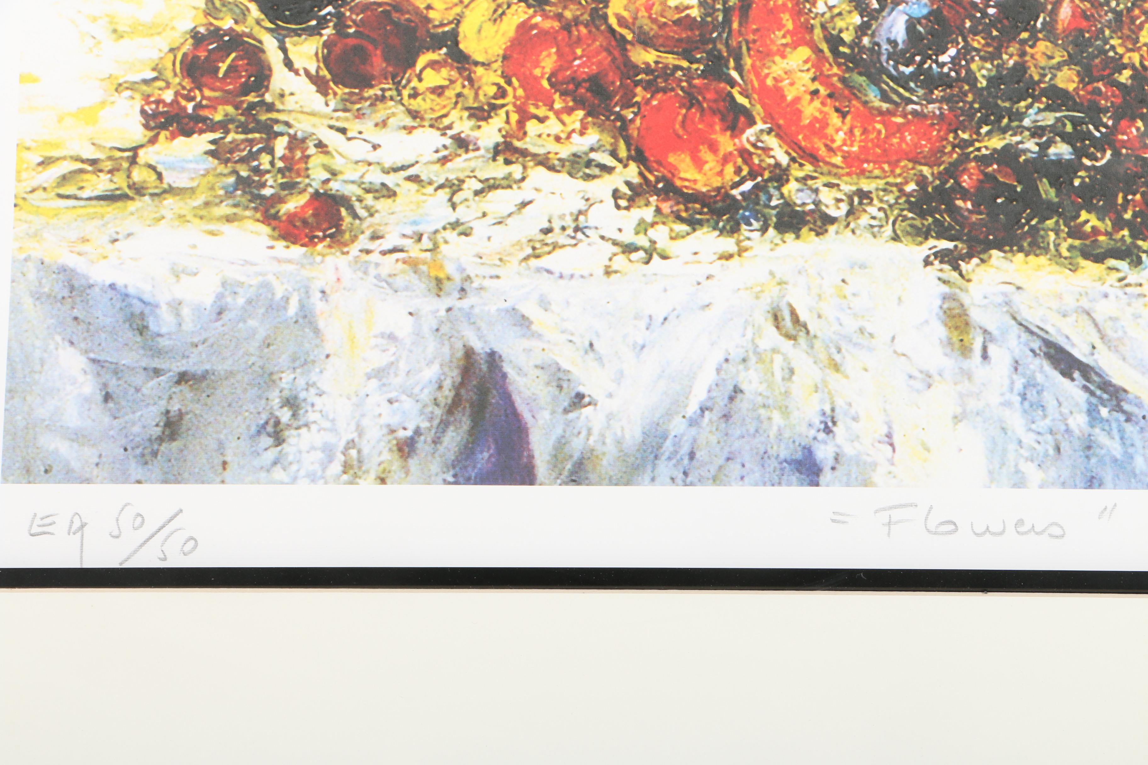 Duaiv Limited Edition Offset Lithograph on Paper "Flowers"