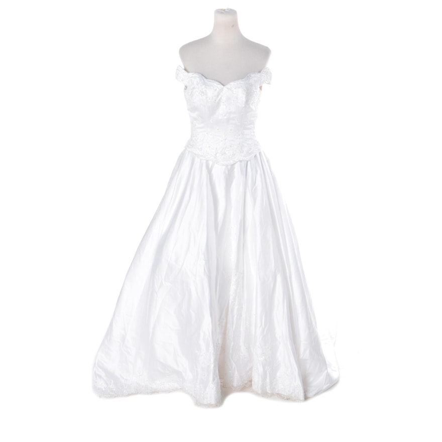 Alfred Angelo White Satin Wedding Gown
