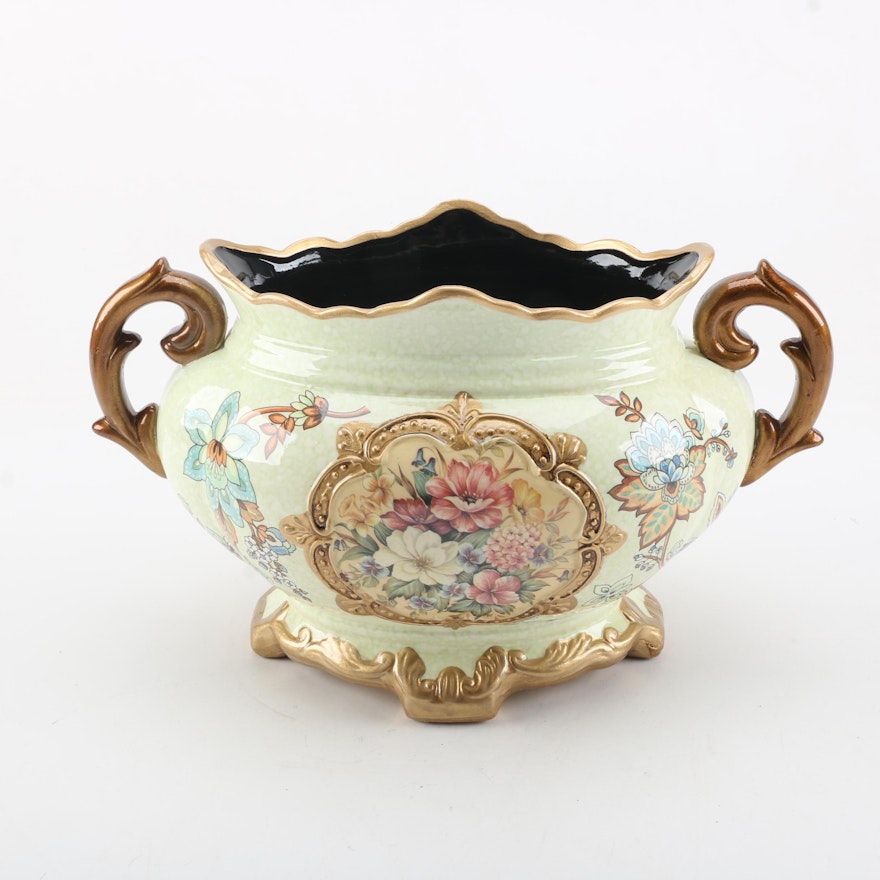 Decorative Ornate Hand Painted Ceramic Jardiniere