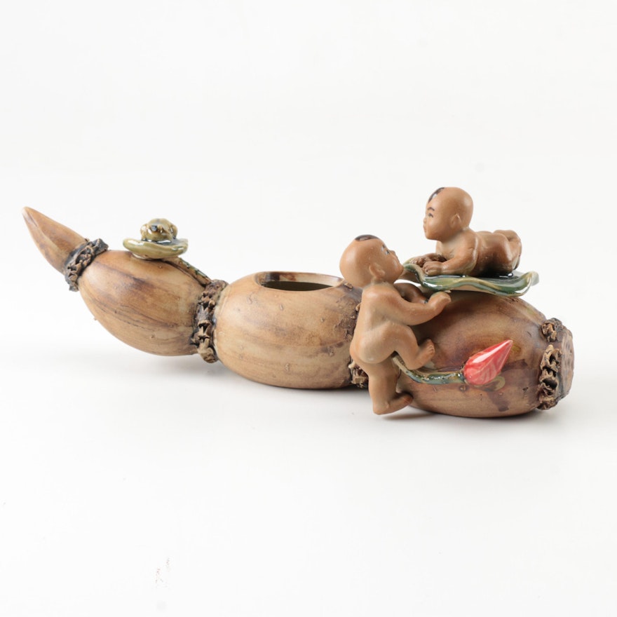 Ceramic Gourd and Children Figurine