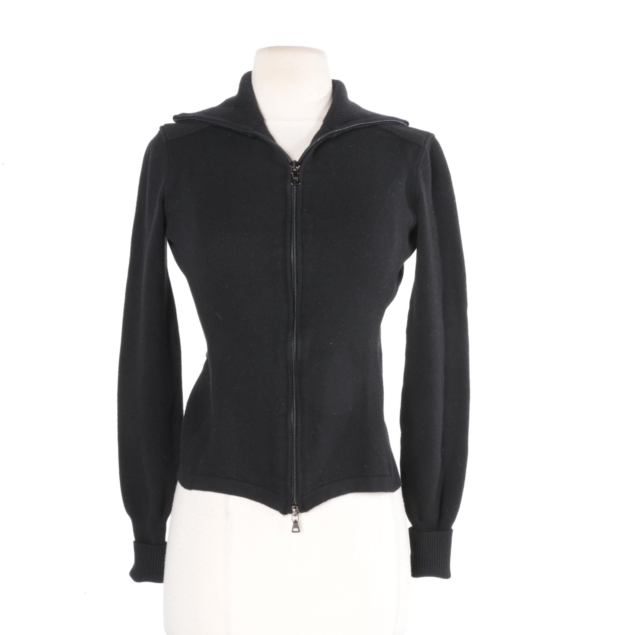 Women's Prada Black Wool Zipper Front Jacket