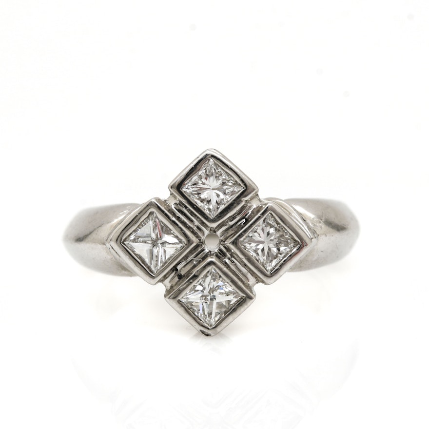 Platinum Four Stone Princess Cut Diamond Ring