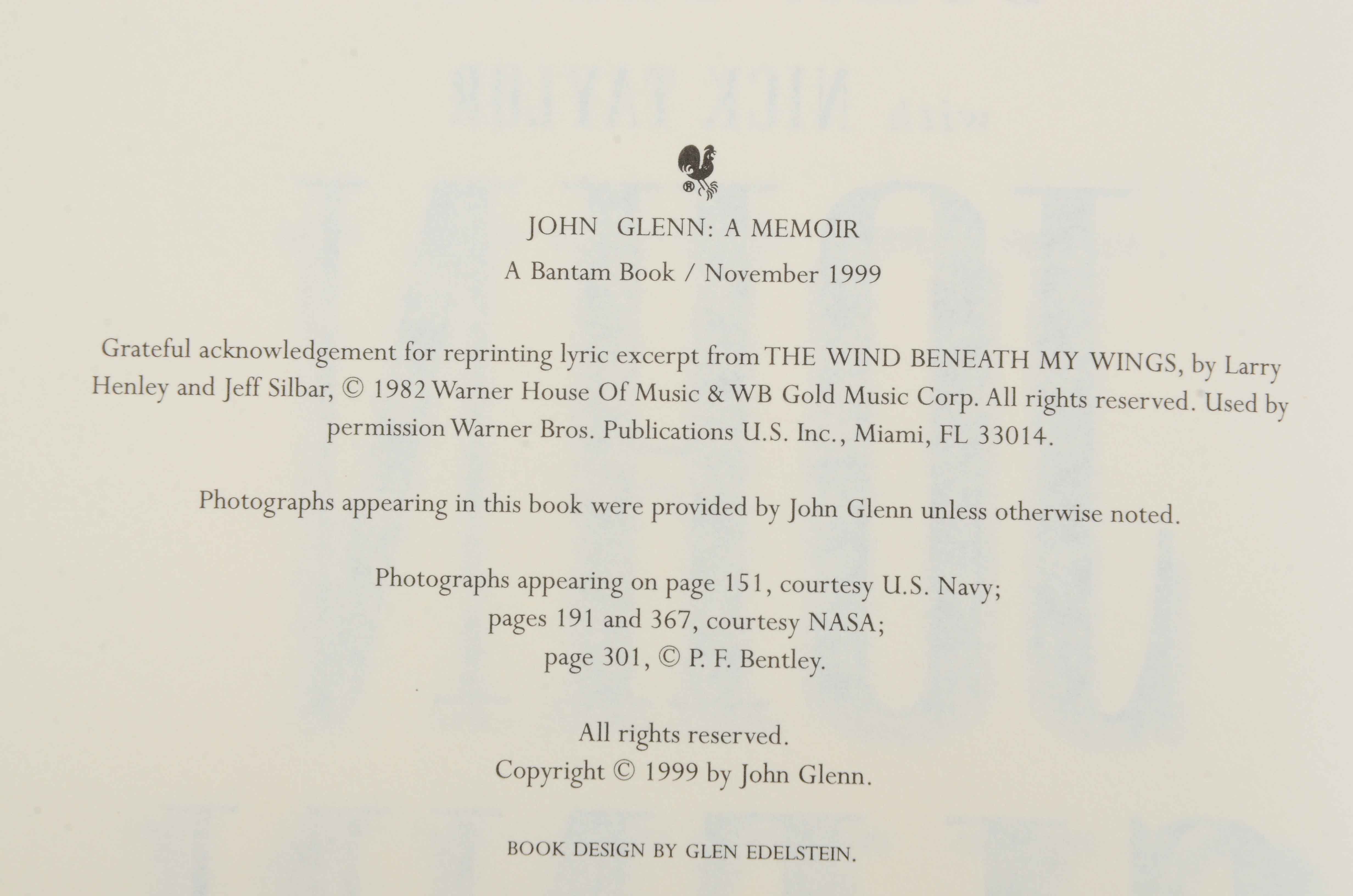 John Glenn Signed "John Glenn: a Memoir"