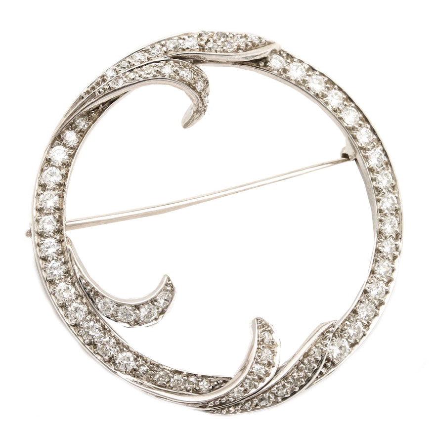 Platinum 1.54 CTW Diamond Wreath Brooch