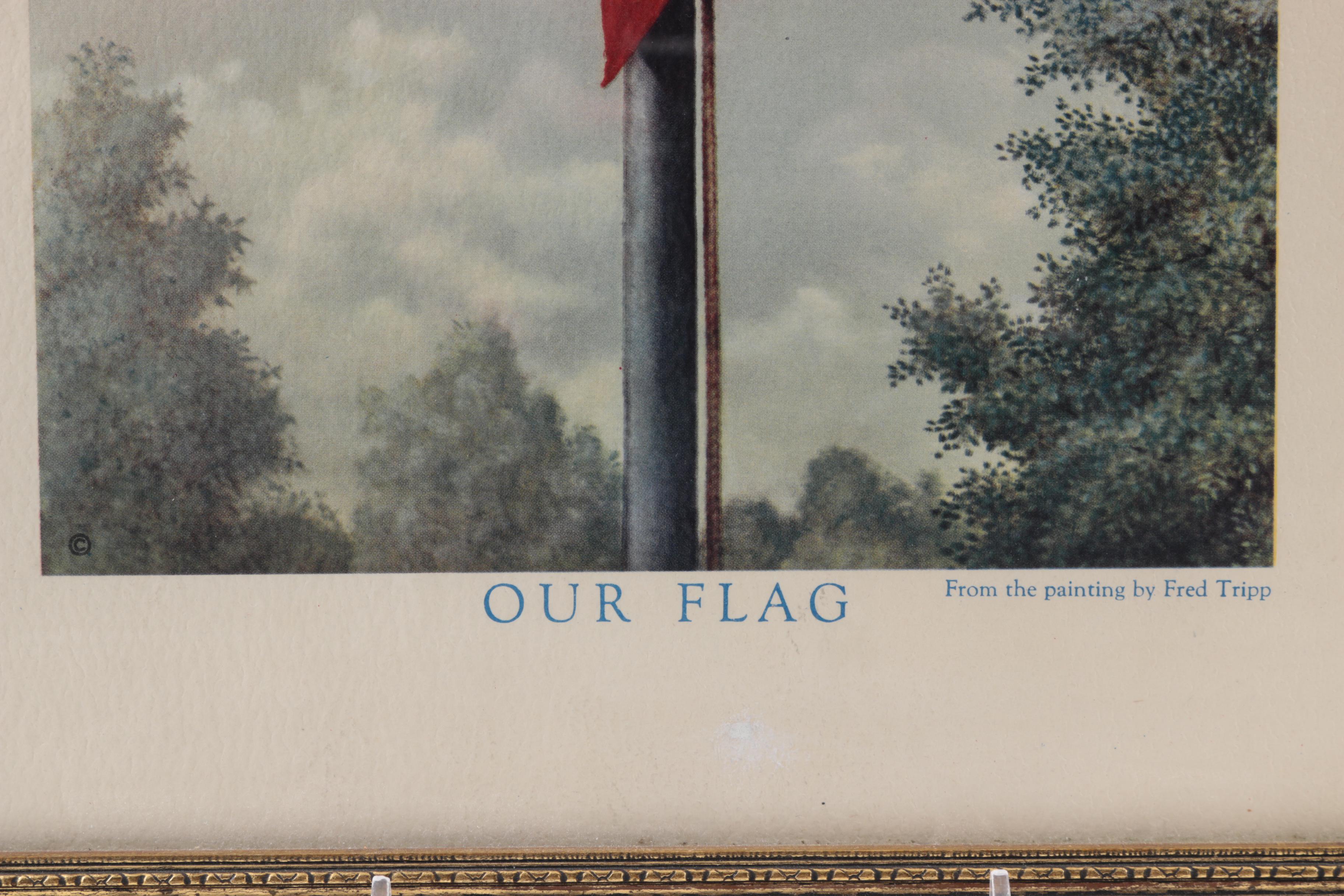 Circa 1940s Offset Lithograph on Paper After Fred Tripp's "Our Flag"
