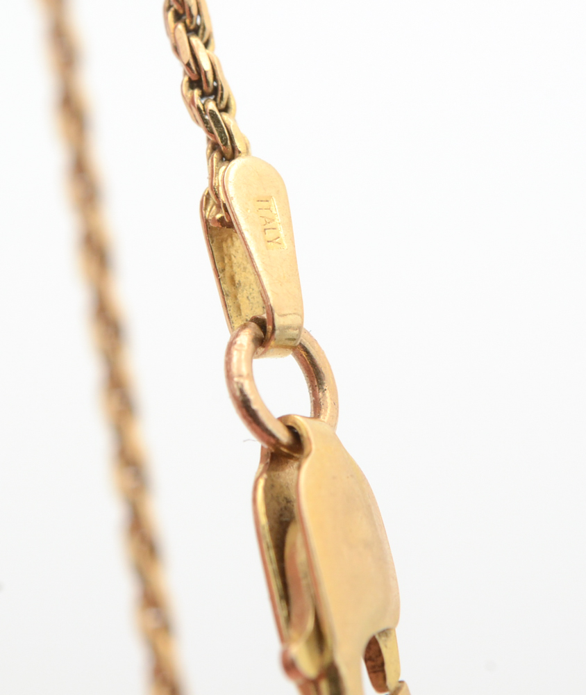 14K Gold Rope Chain Bracelet and Post Earrings