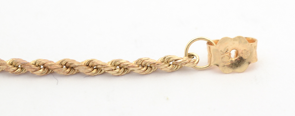 14K Gold Rope Chain Bracelet and Post Earrings