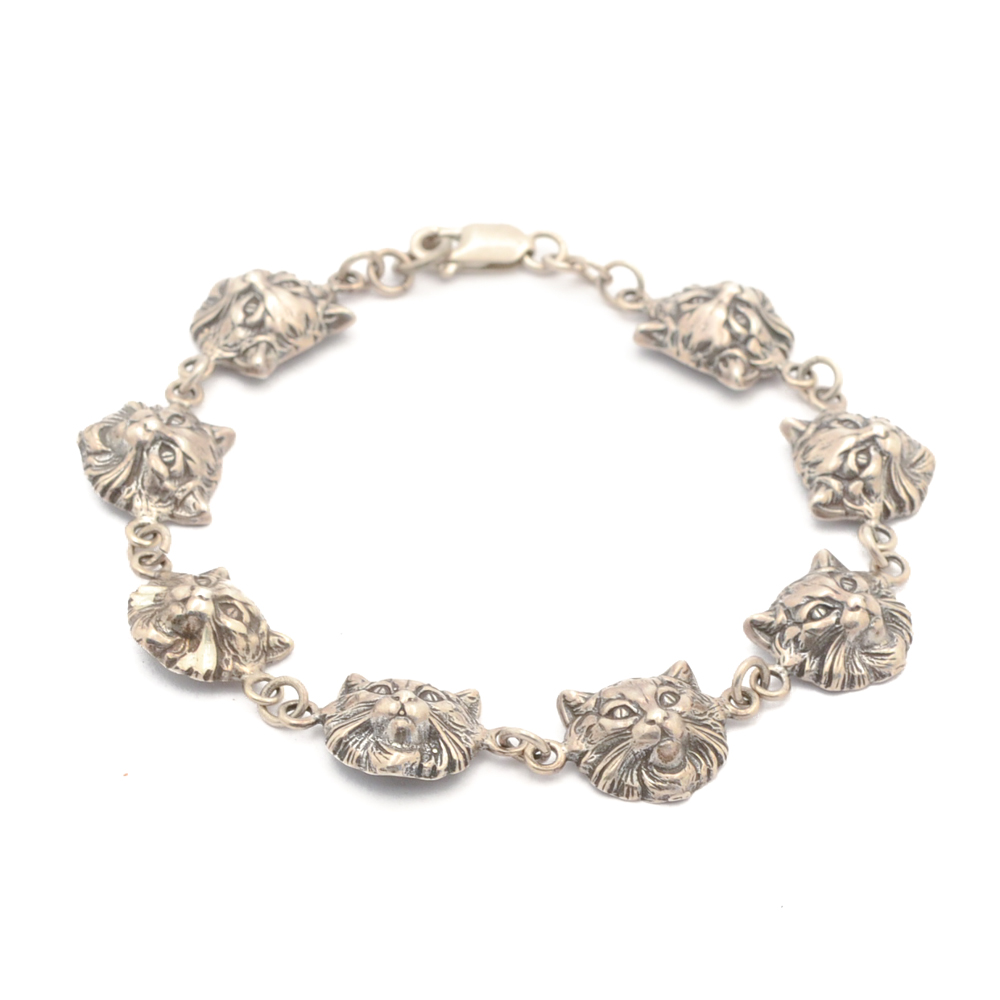 Sterling Silver Cat Bracelet