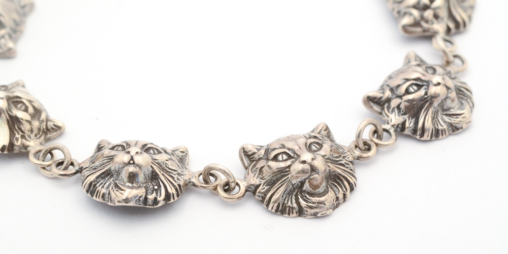 Sterling Silver Cat Bracelet
