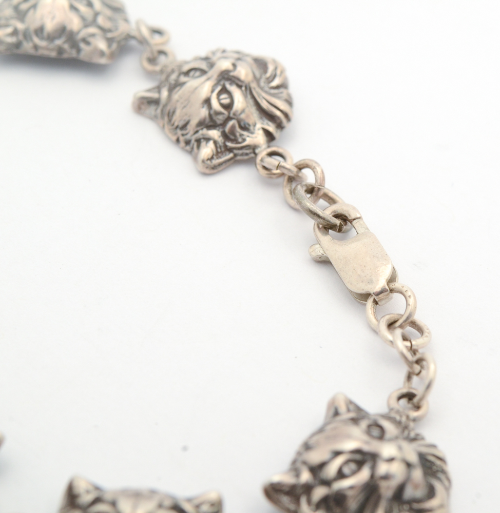 Sterling Silver Cat Bracelet