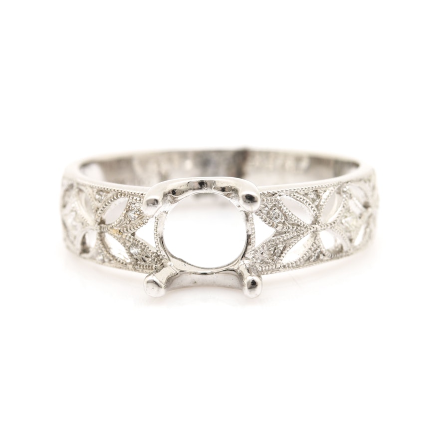 Beverley K 18K White Gold Diamond Semi Mount Ring