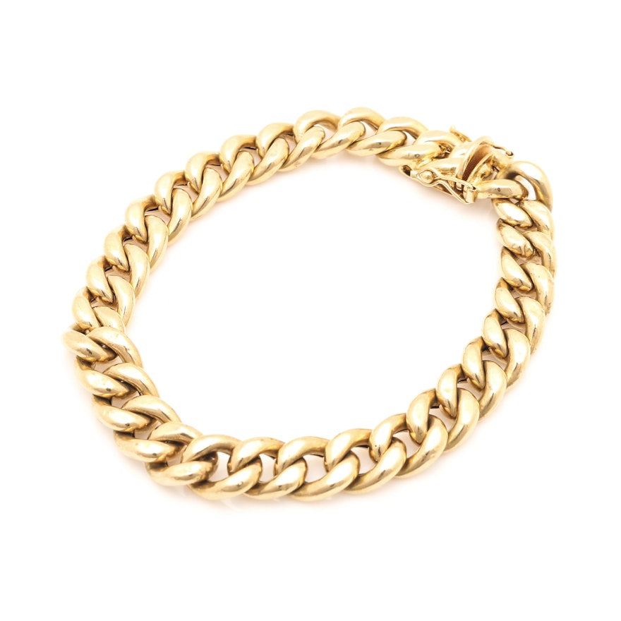 18K Yellow Gold Curb Chain Bracelet