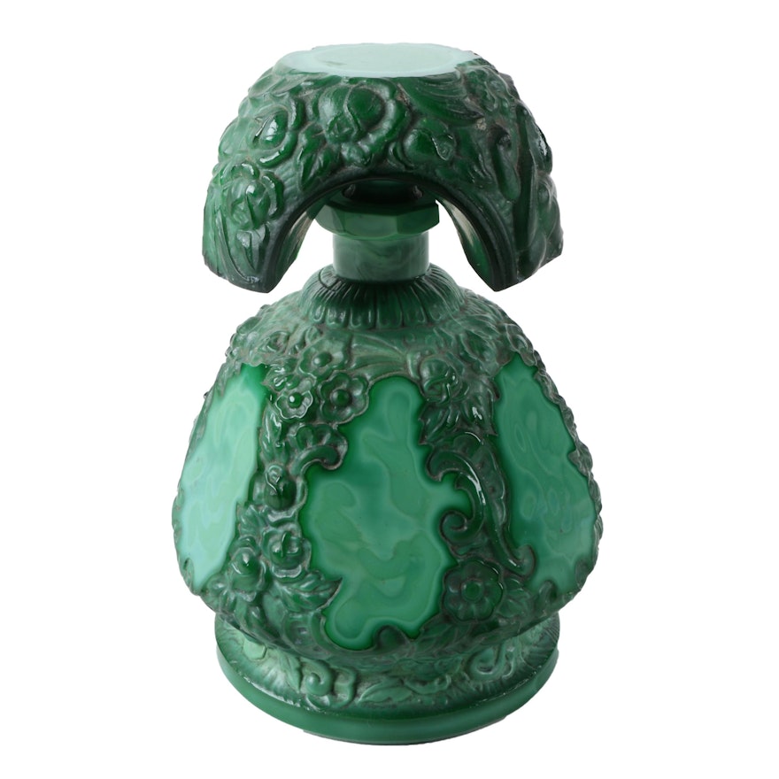 Antique Hoffmann and Schlevogt Malachite Glass Perfume Bottle