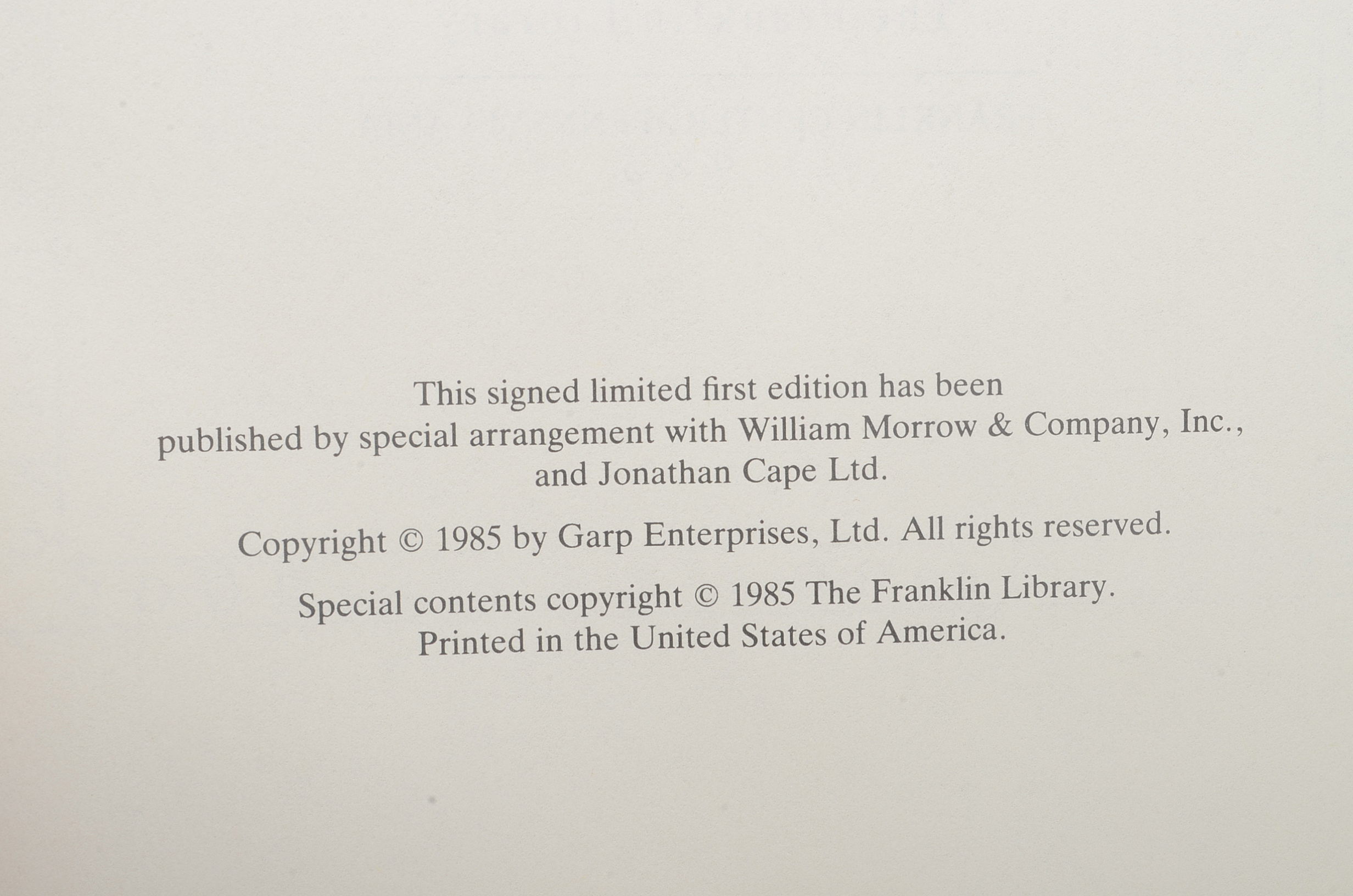 Signed "The Cider House Rules" by John Irving