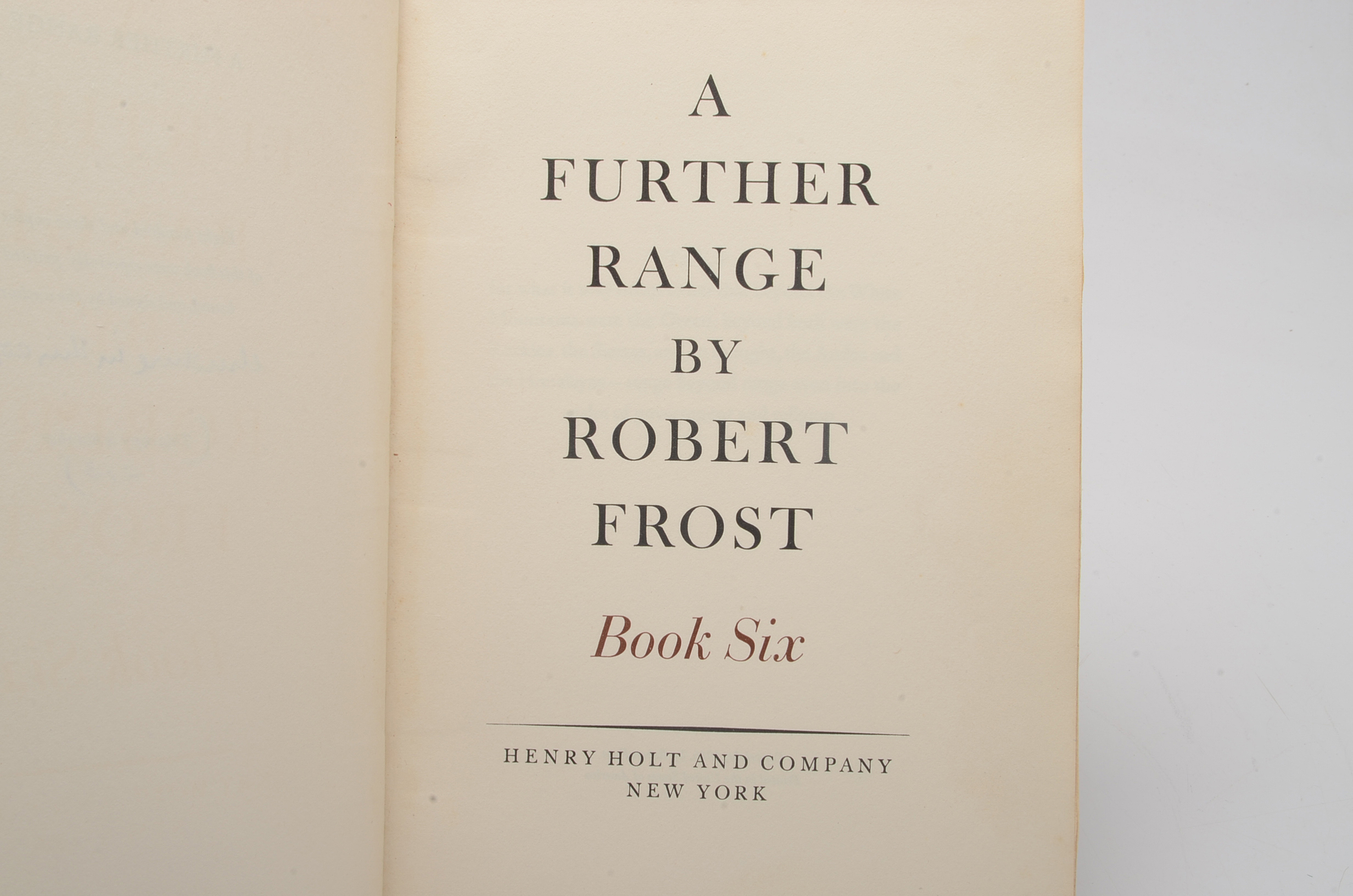 Signed First Edition "A Further Range" by Robert Frost