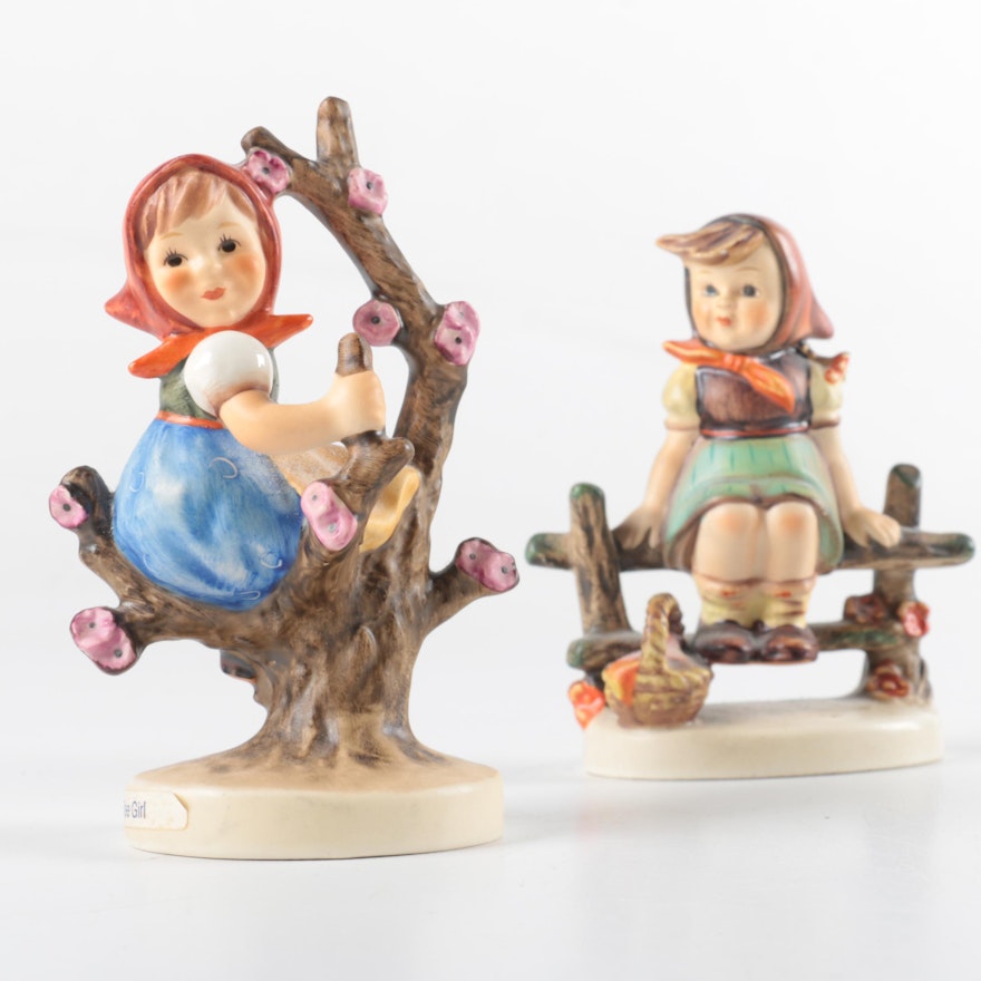 Hummel "Apple Tree Girl" and "Just Resting" Porcelain Figurines