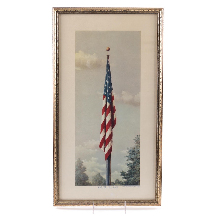 Circa 1940s Offset Lithograph on Paper After Fred Tripp's "Our Flag"