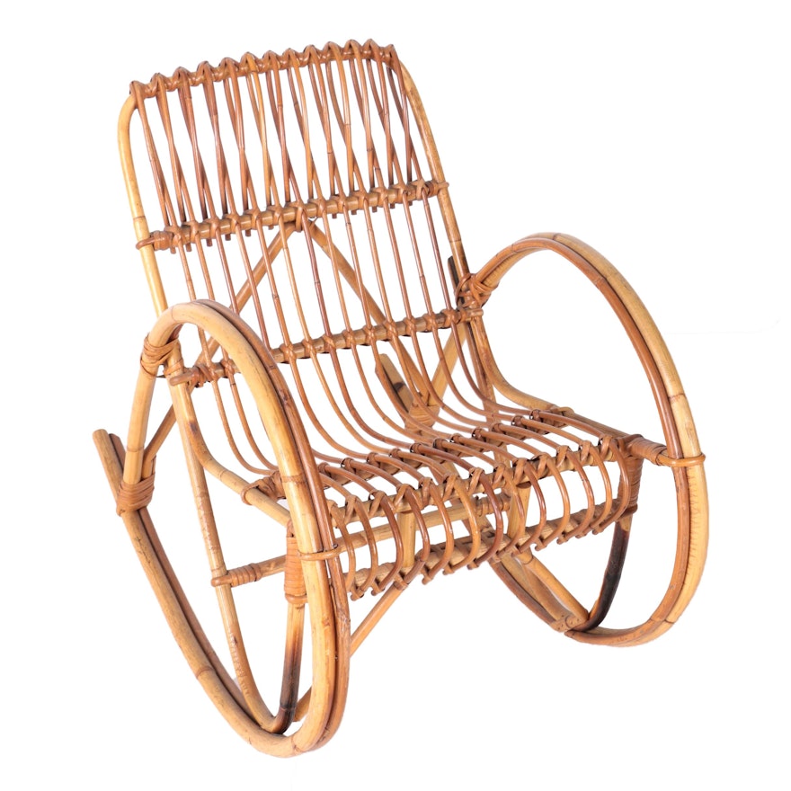 Mid-Century Bentwood Children's Rocker After Design by Franco Albini