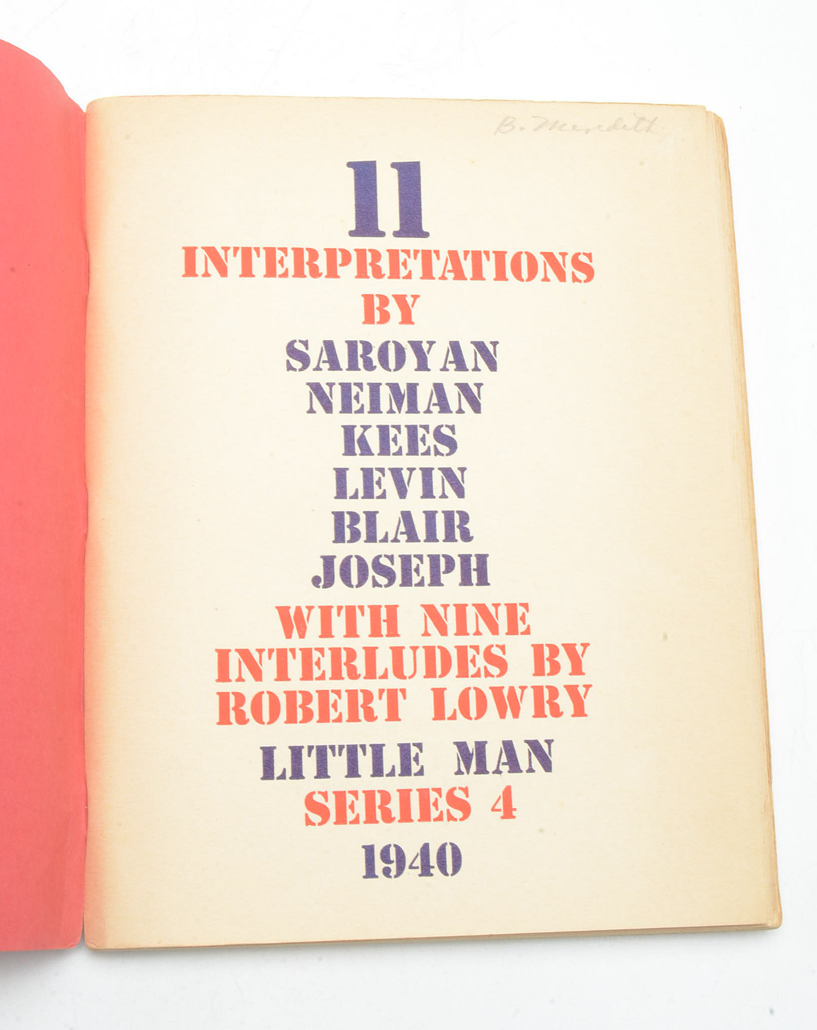 Saroyan, Kees, Lowry etc. Signed "State of the Nation" 1940