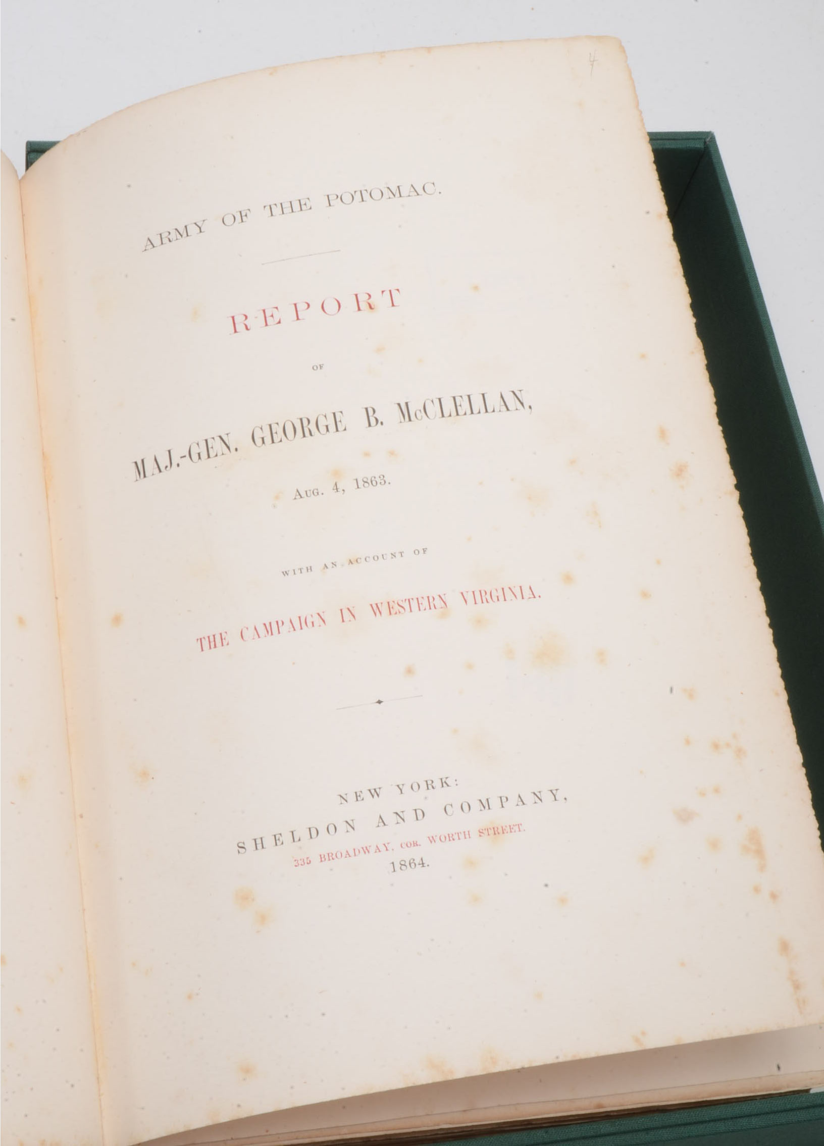 Signed Presentation Copy of George McClellan's "Campaign in Western Virginia"