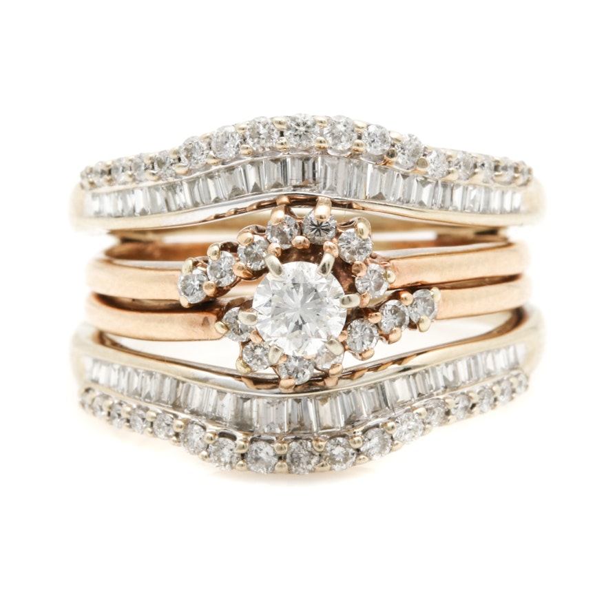 14K Two-Tone Gold 1.75 CTW Diamond Wedding Ring Set