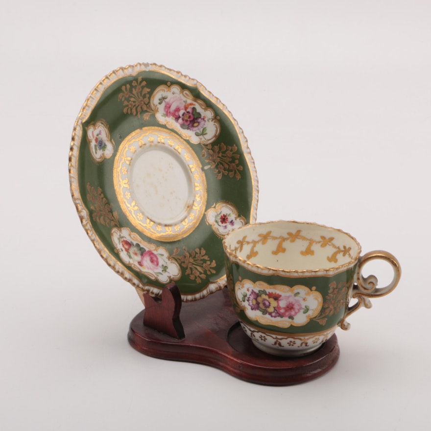 Antique English Porcelain Teacup and Saucer