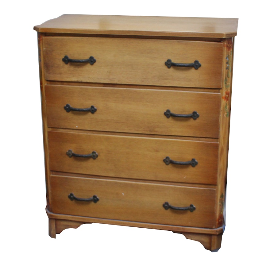 Hand Painted Oak Chest of Drawers