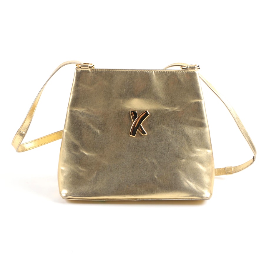 Paloma Picasso Gold Tone Leather Bag