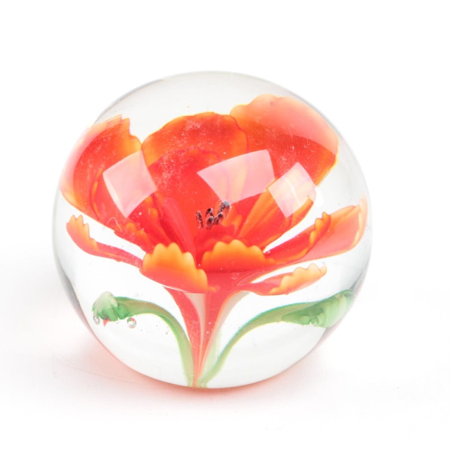 Blown Glass Floral Paperweight