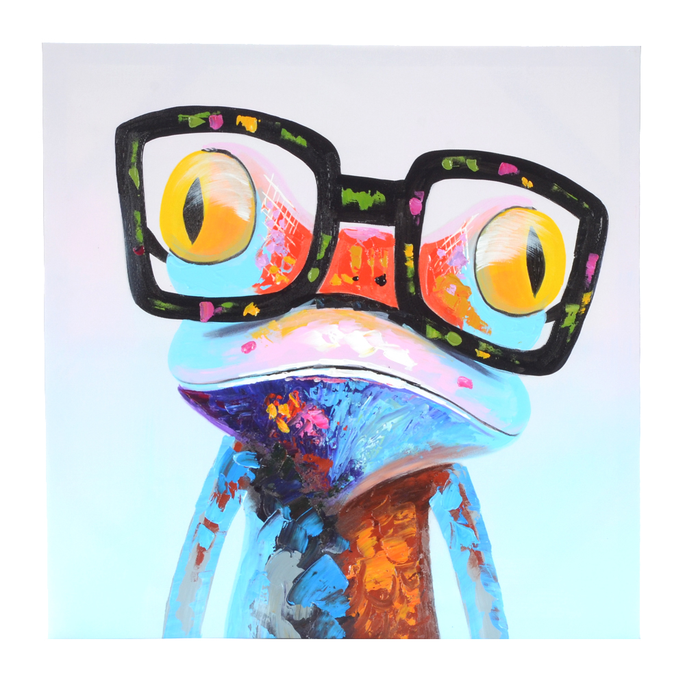 Oil Painting on Canvas of Frog with Glasses