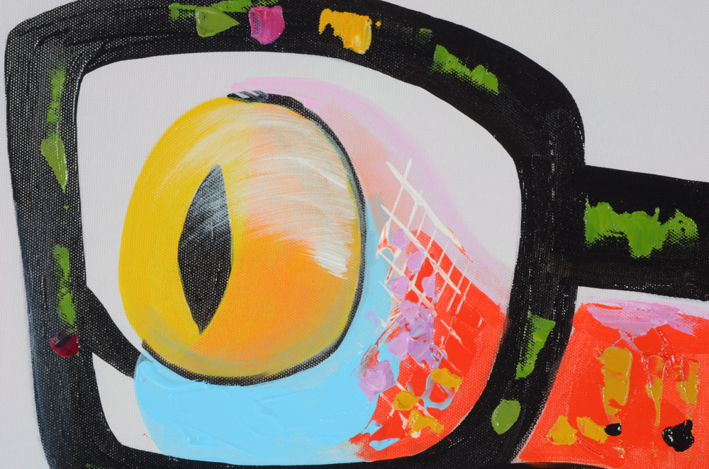 Oil Painting on Canvas of Frog with Glasses