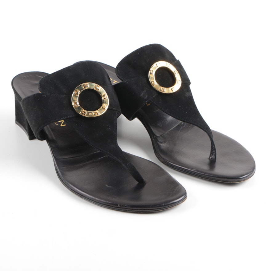 St. John Heeled Black Suede Sandals