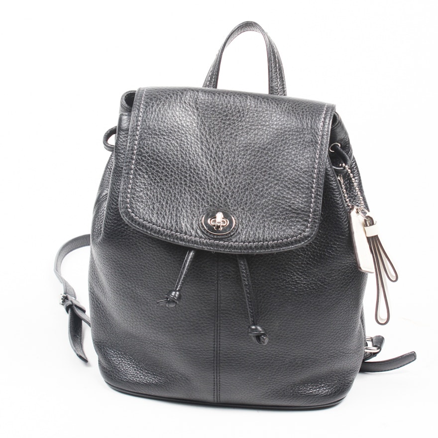 Coach Park Black Pebbled Leather Backpack