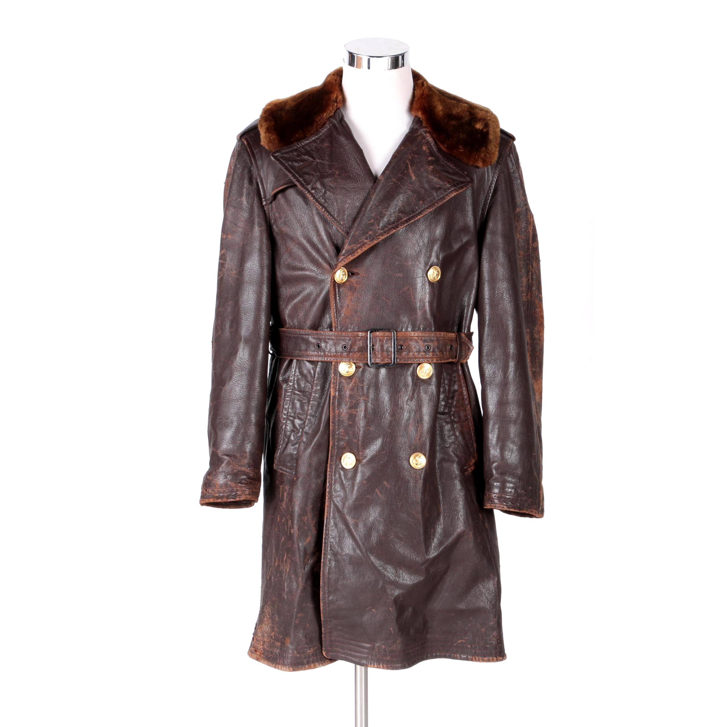 U.S. Navy M69F Transport Pilot Leather Coat with Shearling Collar