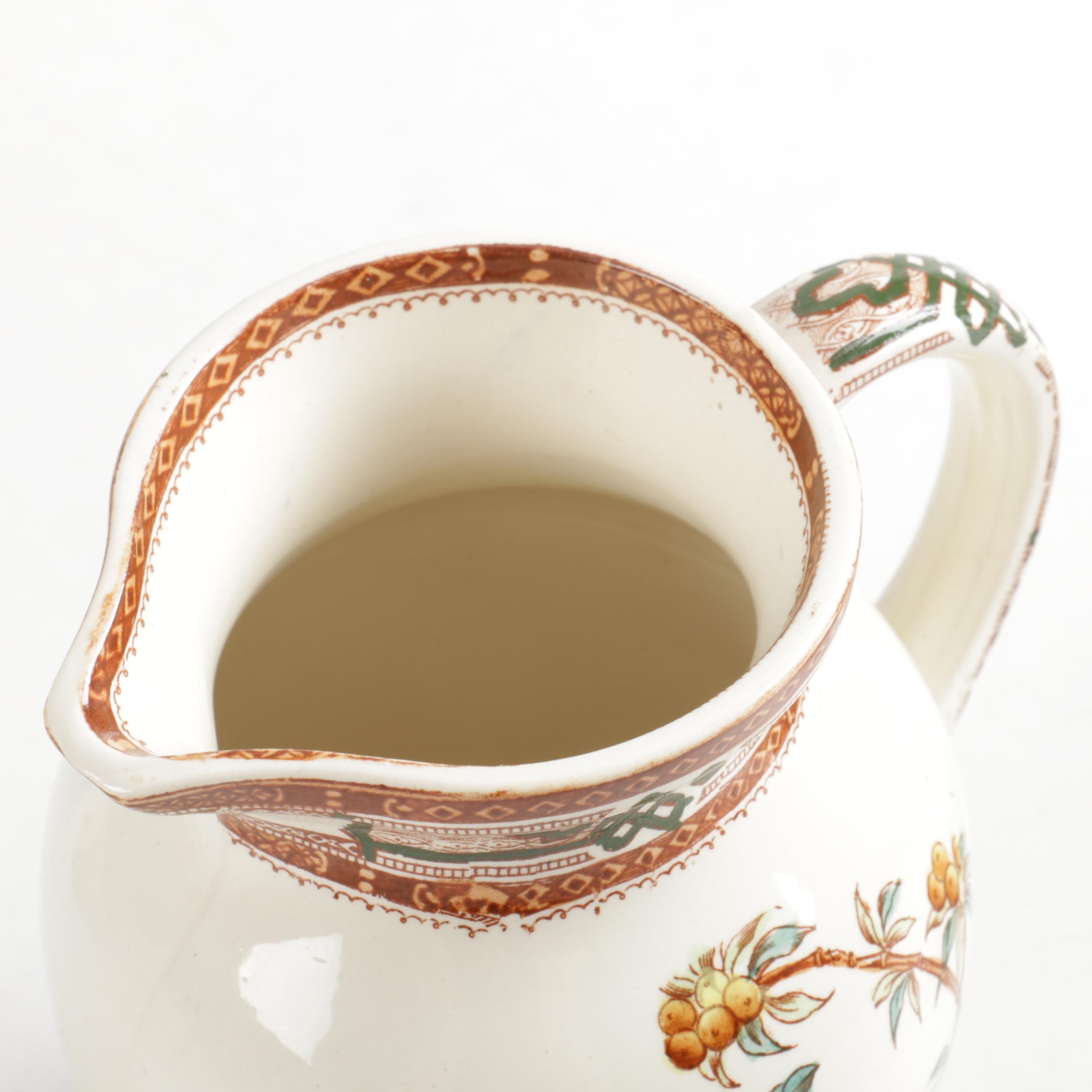 Antique Furnivals "Cashmere" Pitcher, Basin, and Shaving Set