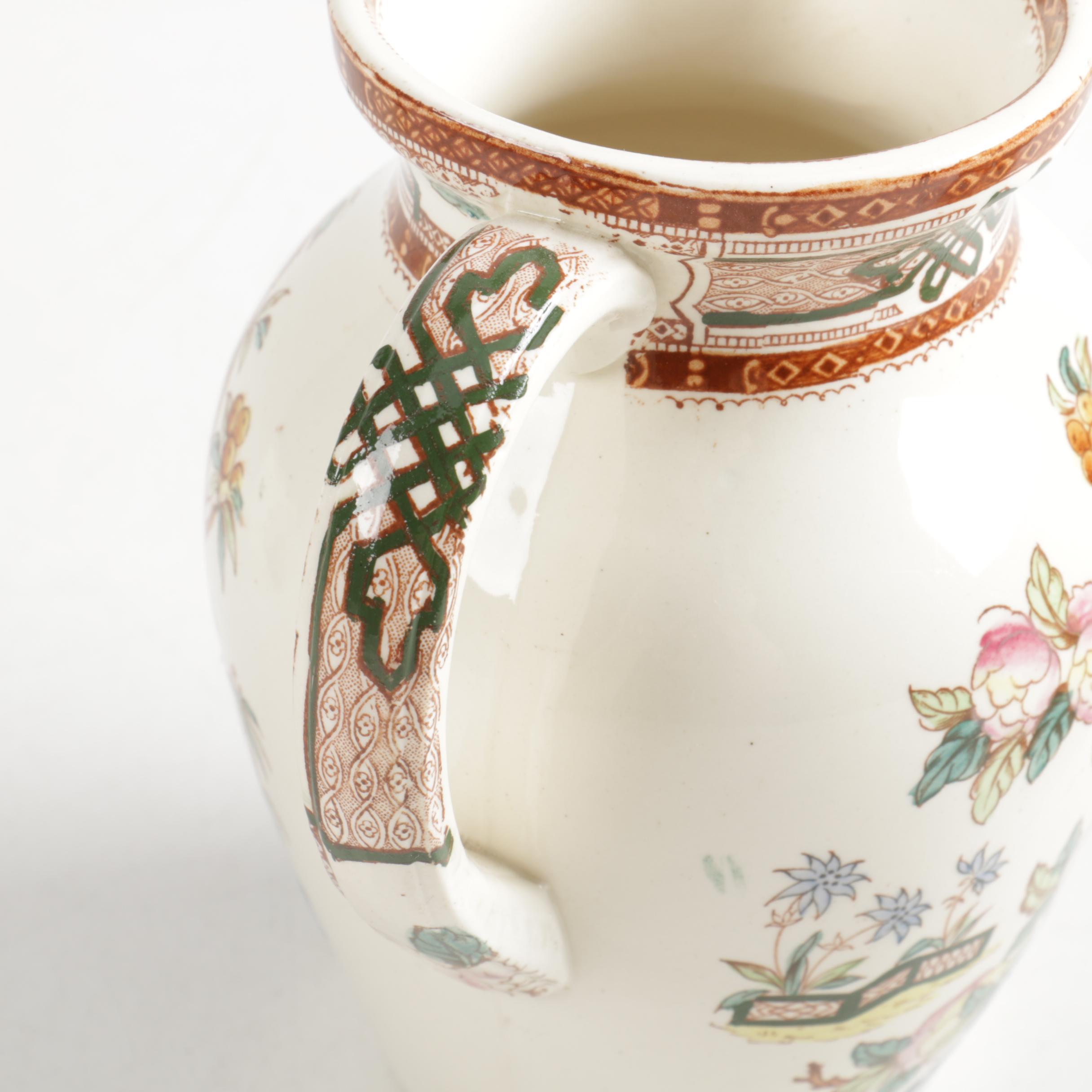 Antique Furnivals "Cashmere" Pitcher, Basin, and Shaving Set