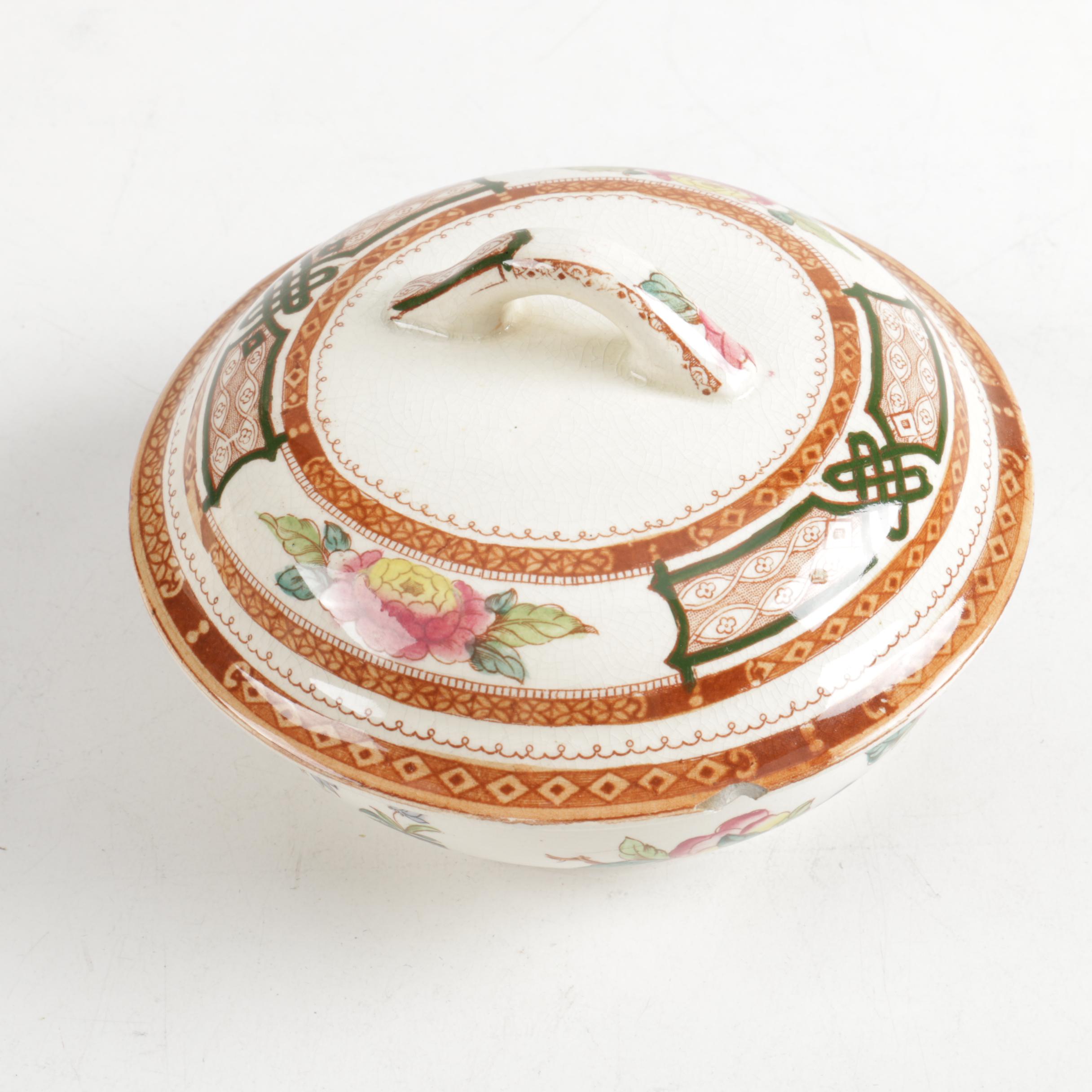 Antique Furnivals "Cashmere" Pitcher, Basin, and Shaving Set