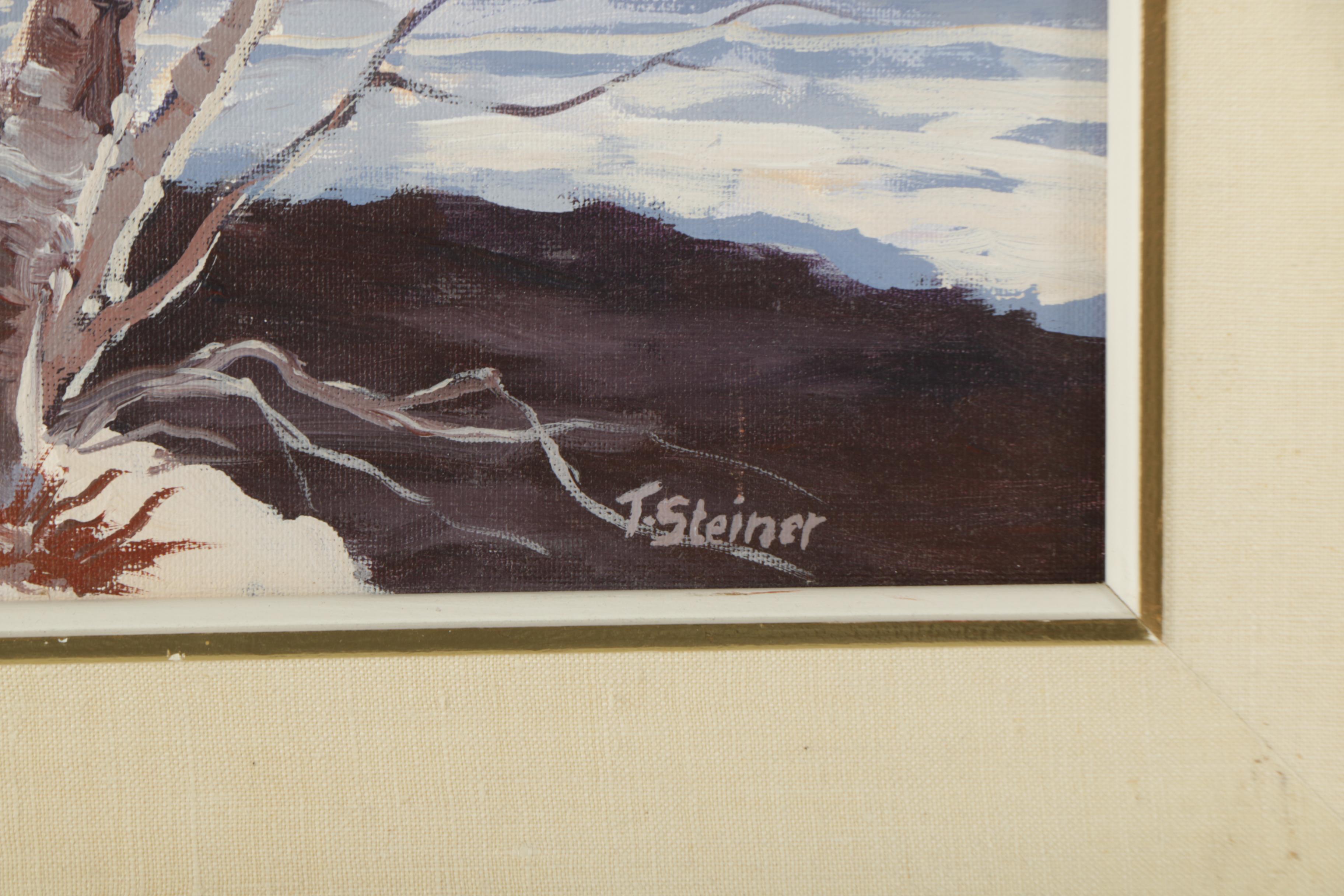 PRIORITY-Tom Steiner Oil Painting on Canvas Board "Winter in Cherry Creek"