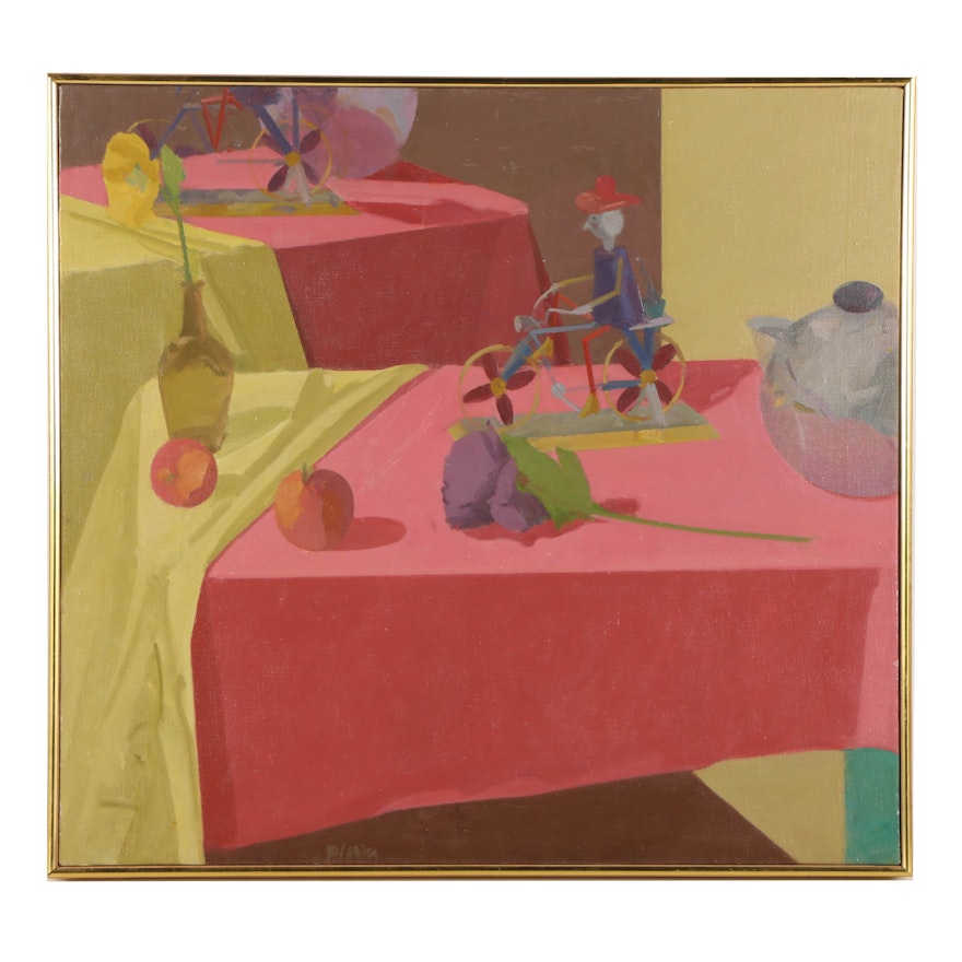 Jens Plum 2000 Oil Painting on Canvas of a  Still Life