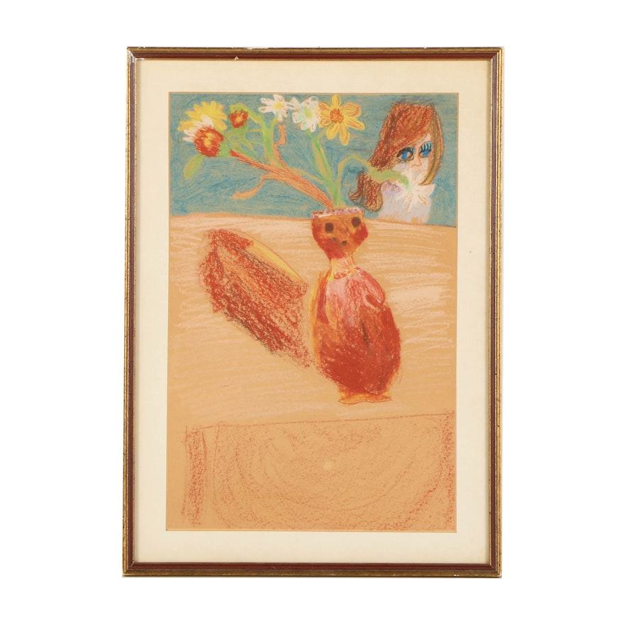 Oil Pastel Drawing on Paper of a Squirrel