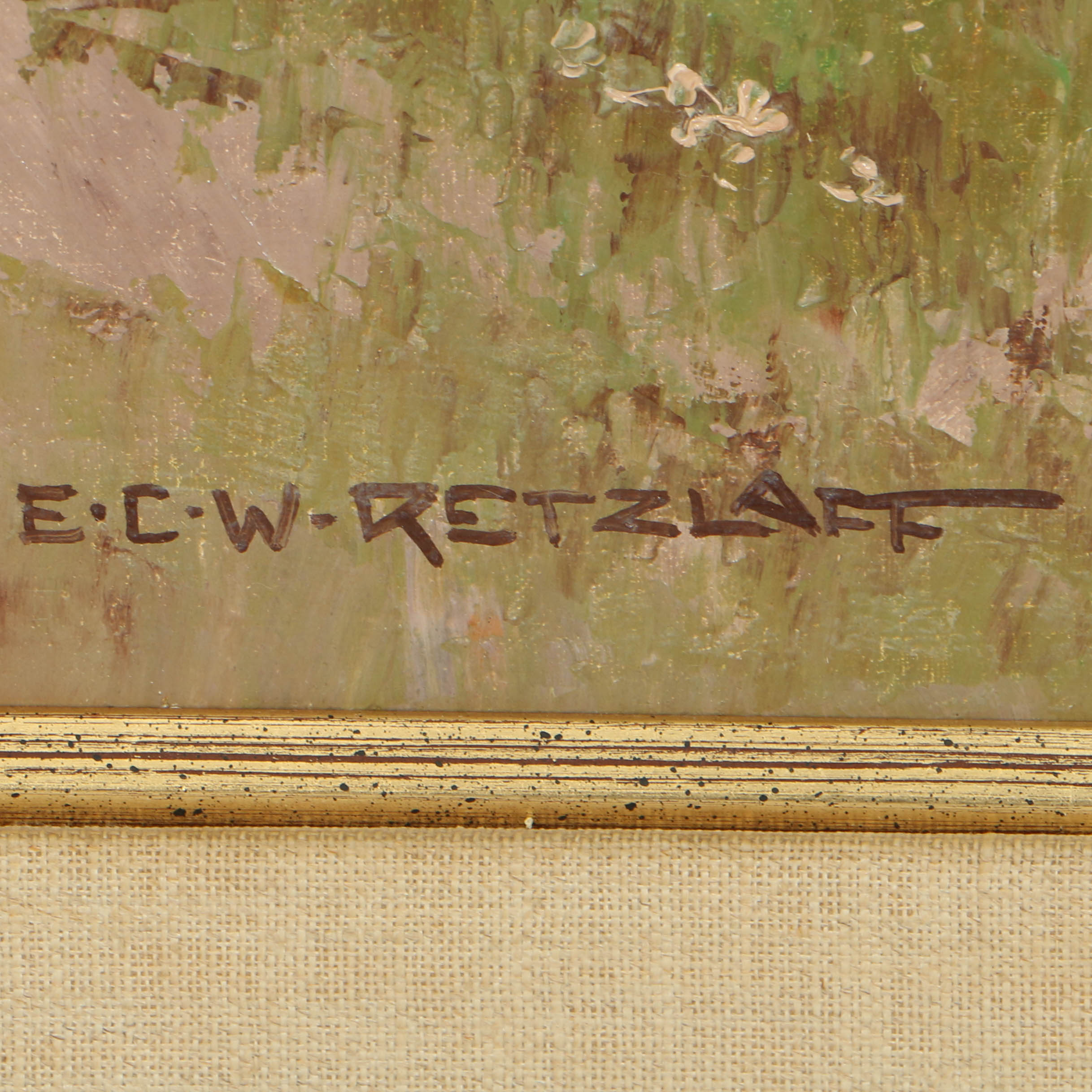 Ernst Carl Walter Retzlaff Oil Painting on Canvas of Swiss Alps Landscape