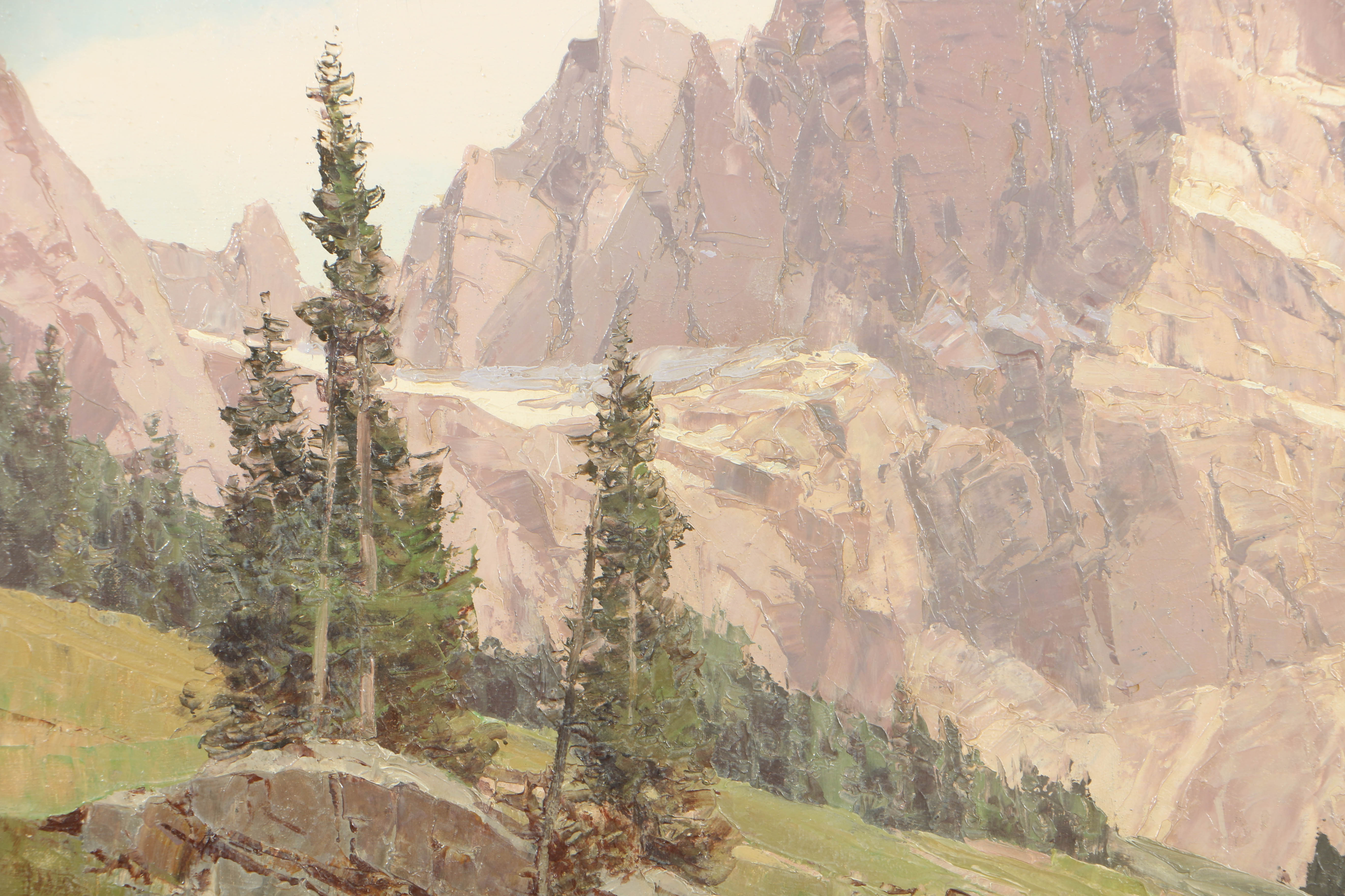 Ernst Carl Walter Retzlaff Oil Painting on Canvas of Swiss Alps Landscape