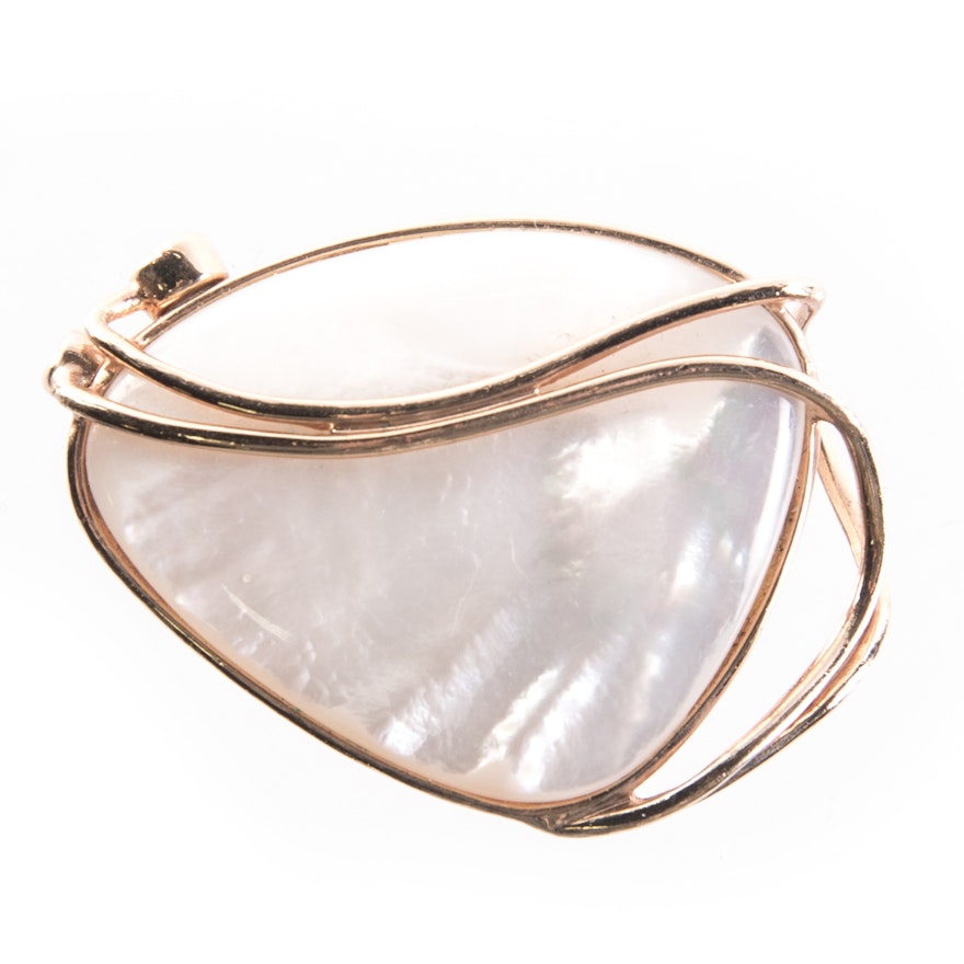 Sterling Silver and Mother of Pearl Pendant Brooch