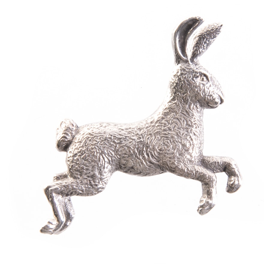 Sterling Silver Rabbit Brooch