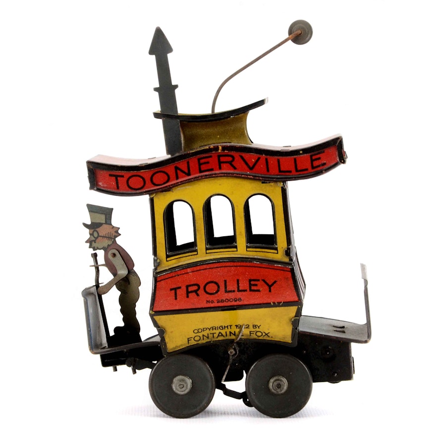 Vintage Fontaine Fox Toonerville Trolley Tin Toy